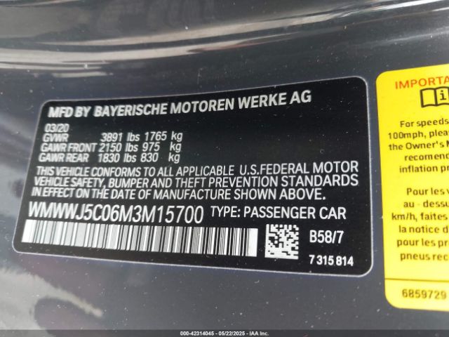 2021 MINI CONVERTIBLE WMWWJ5C06M3M15700 Photo 8