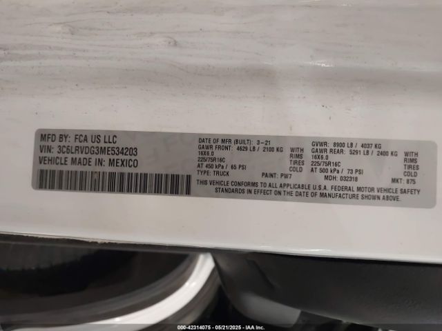2021 RAM PROMASTER 2500 3C6LRVDG3ME534203 Photo 8
