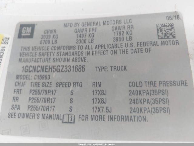 1GCNCNEH5GZ331686 Chevrolet Silverado 1500 Wt