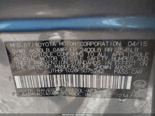 2015 LEXUS IS 250 JTHBF1D28F5075242 Photo 8