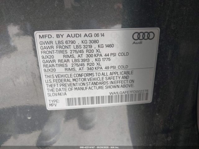 2015 AUDI Q7 WA1LGAFE7FD002275 Photo 8