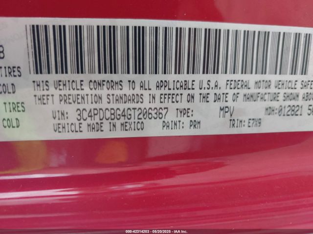 3C4PDCBG4GT206367 Dodge Journey Sxt