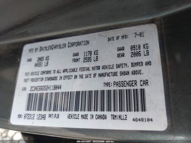 2002 CHRYSLER 300M 2C3AE66G52H118044 Photo 8