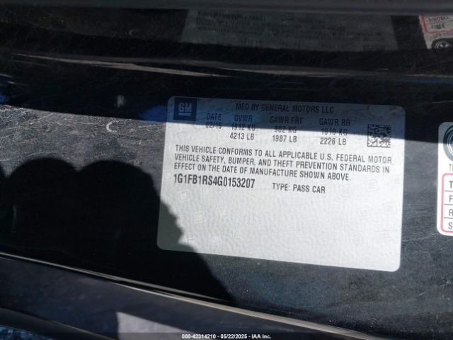 1G1FB1RS4G0153207 Chevrolet Camaro 1lt