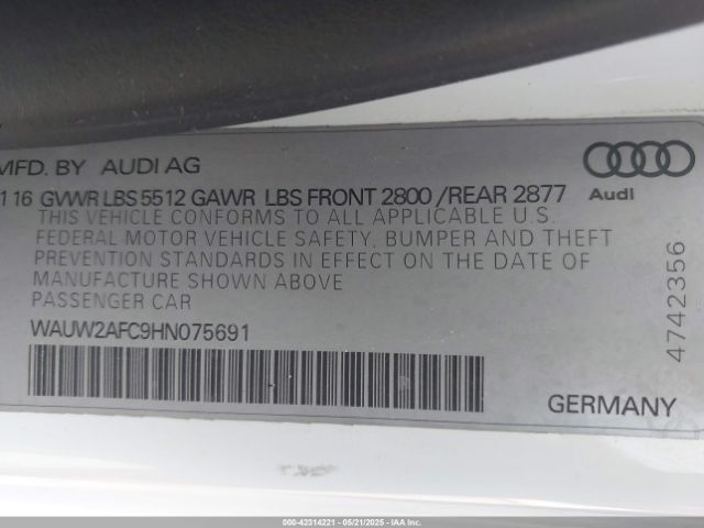 WAUW2AFC9HN075691 Audi A7 3.0t Premium Plus