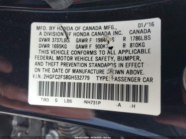 2HGFC2F58GH532779 Honda Civic Lx