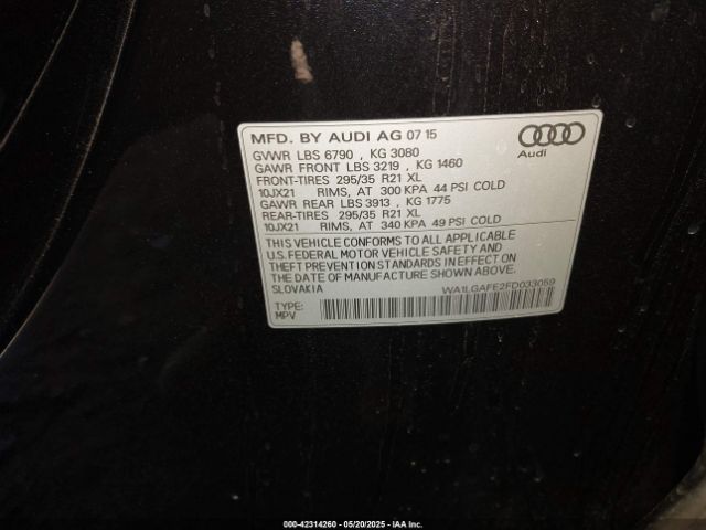 WA1LGAFE2FD033059 Audi Q7 3.0t Premium