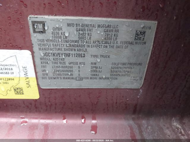 1GC1KVEY7HF112894 Chevrolet Silverado 2500hd Lt