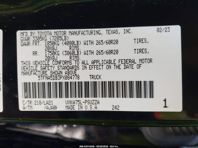 5TFNA5DB3PX084778 Toyota Tundra Crewmax Platinum/crewmax 1794