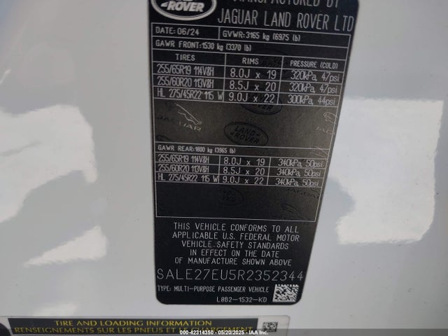 SALE27EU5R2352344 Land Rover aj120