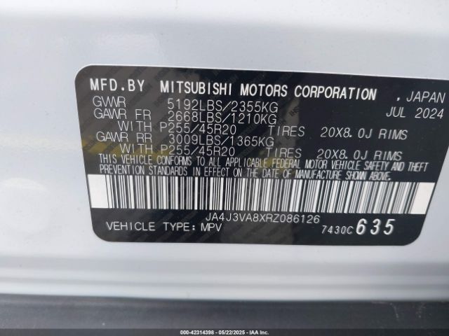 2024 MITSUBISHI OUTLANDER JA4J3VA8XRZ086126 Photo 8
