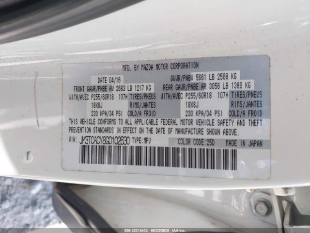 2016 MAZDA CX-9 JM3TCACY8G0102630 Photo 8