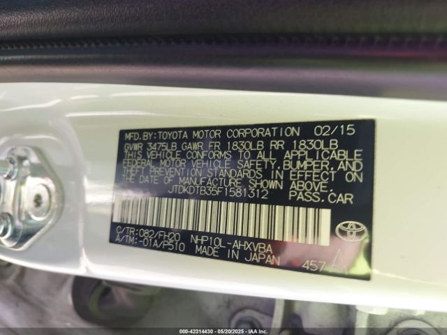 JTDKDTB35F1581312 Toyota Prius C One