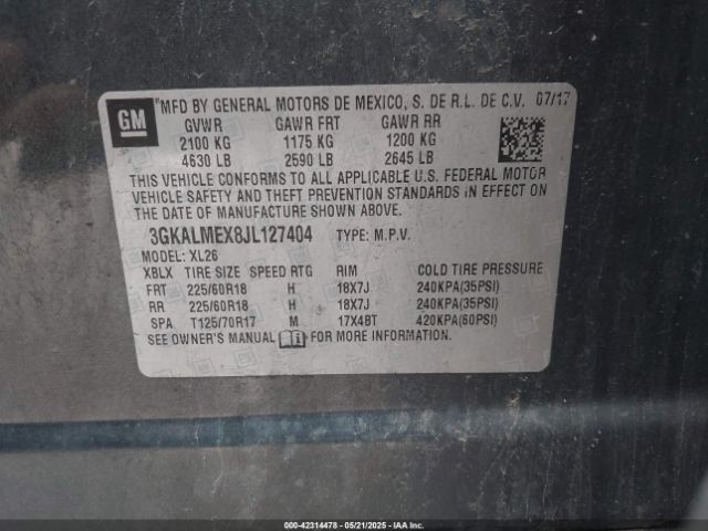 3GKALMEX8JL127404 GMC Terrain Sle