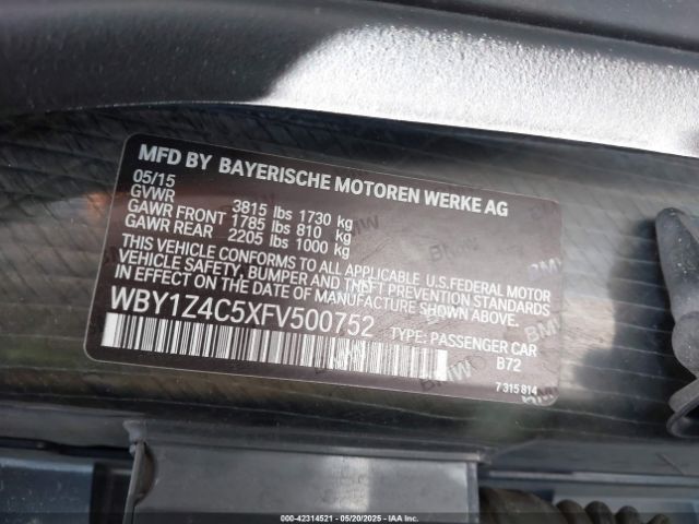 2015 BMW I3 WBY1Z4C5XFV500752 Photo 8