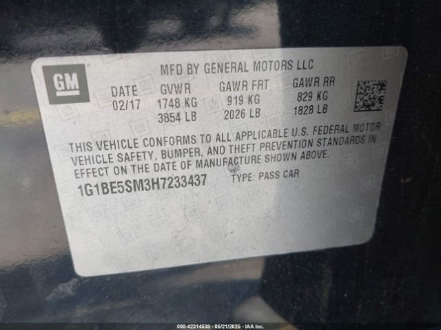 1G1BE5SM3H7233437 Chevrolet Cruze Lt Auto