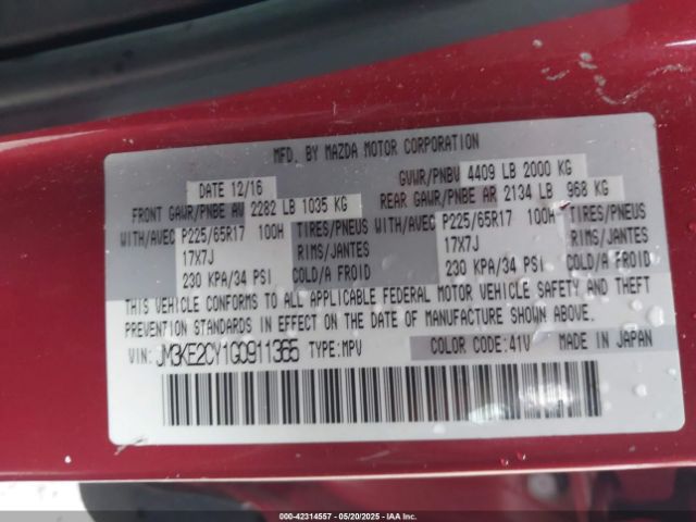 JM3KE2CY1G0911365 Mazda Cx-5 Touring
