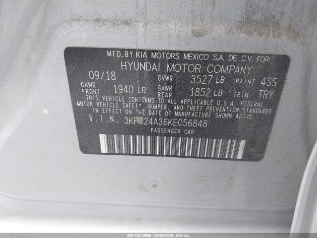 3KPC24A36KE056848 Hyundai 1.6l dohc gdi gamma