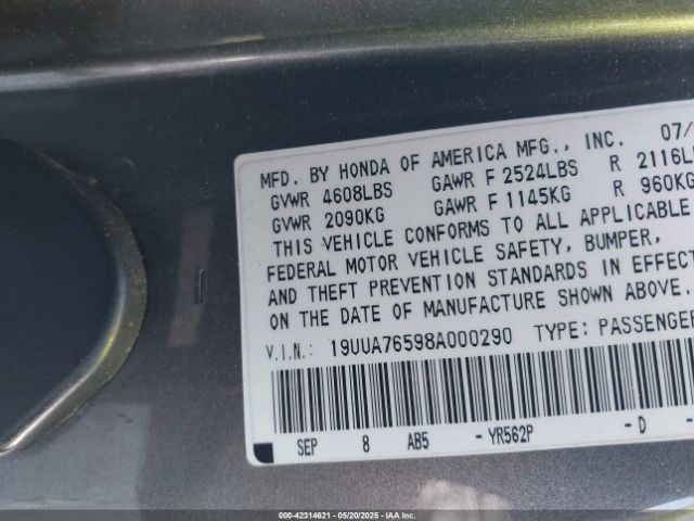 2008 ACURA TL 19UUA76598A000290 Photo 8