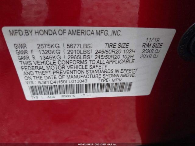 2020 ACURA MDX 5J8YD4H50LL013043 Photo 8
