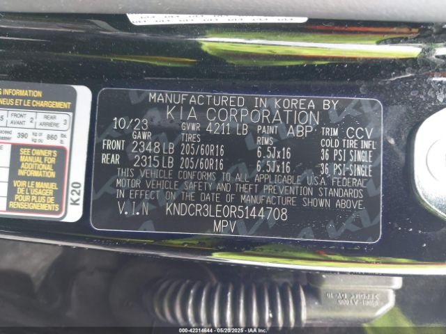 KNDCR3LE0R5144708 KIA NIRO EX