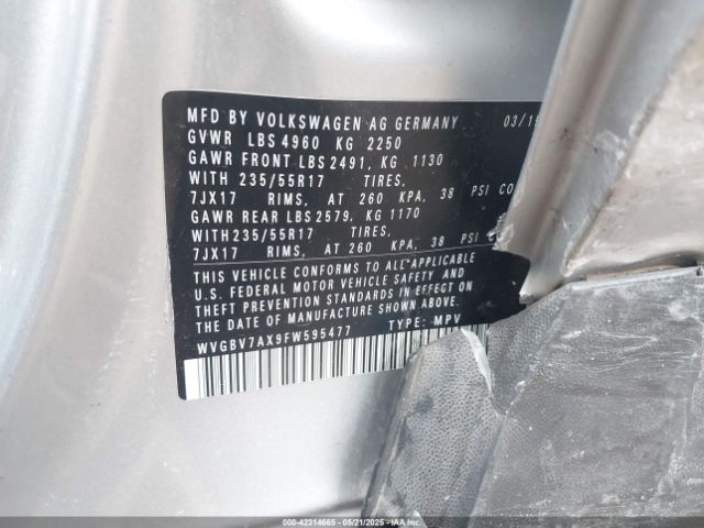 2015 VOLKSWAGEN TIGUAN WVGBV7AX9FW595477 Photo 8