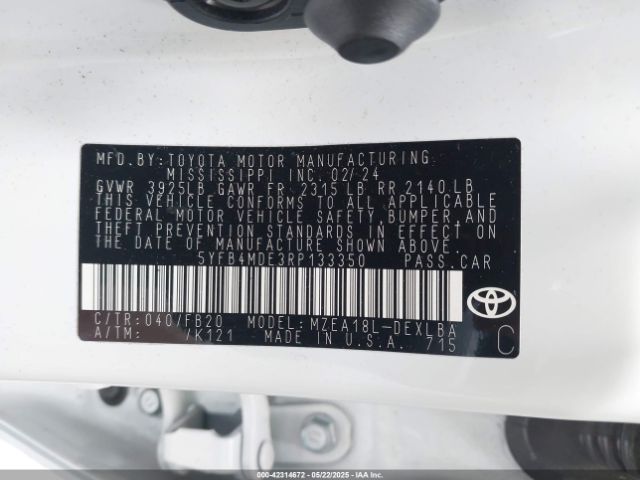 5YFB4MDE3RP133350 Toyota COROLLA LE