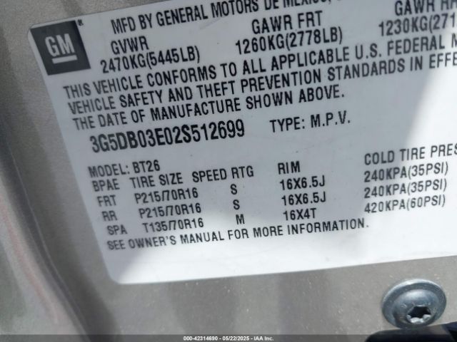 2002 BUICK RENDEZVOUS 3G5DB03E02S512699 Photo 8