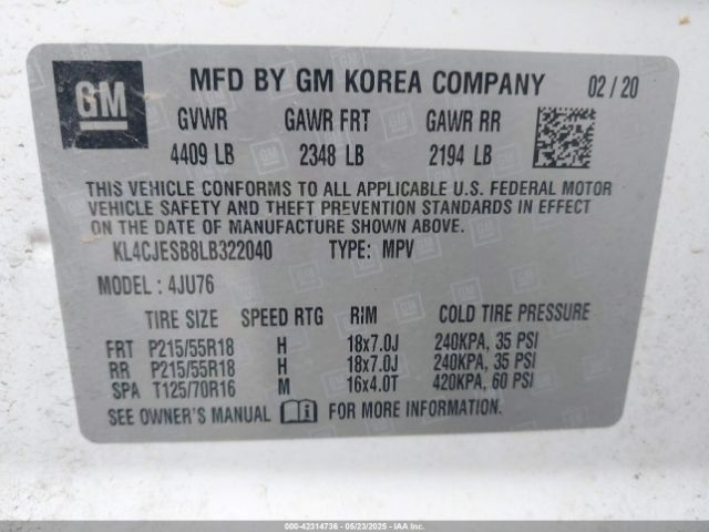 2020 BUICK ENCORE KL4CJESB8LB322040 Photo 8