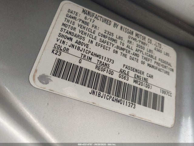 JN1BJ1CP4HW011373 Nissan ROGUE SPORT
