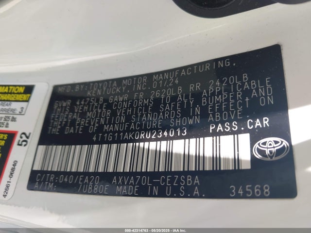4T1G11AK0RU234013 Toyota CAMRY SE