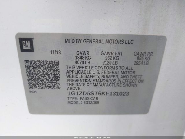 1G1ZD5ST6KF131023 Chevrolet MALIBU LT