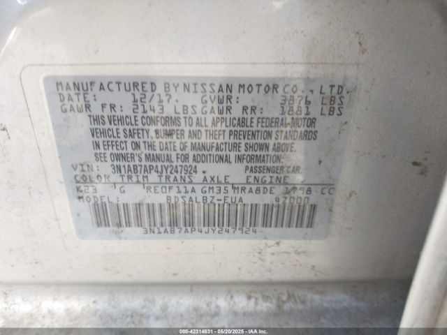 3N1AB7AP4JY247924 Nissan SENTRA S