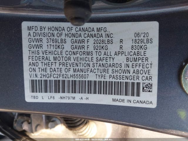 2HGFC2F62LH555607 Honda Civic Lx