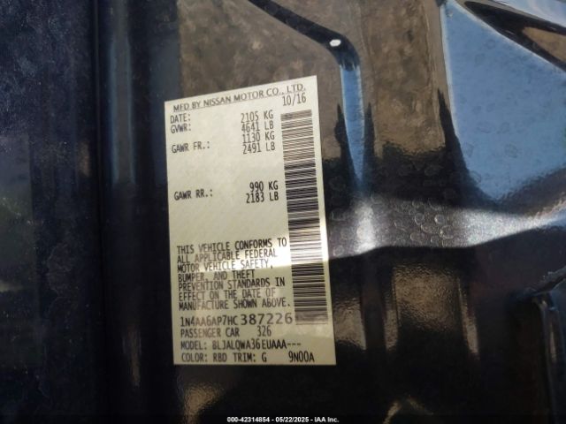 2017 NISSAN MAXIMA 1N4AA6AP7HC387226 Photo 8