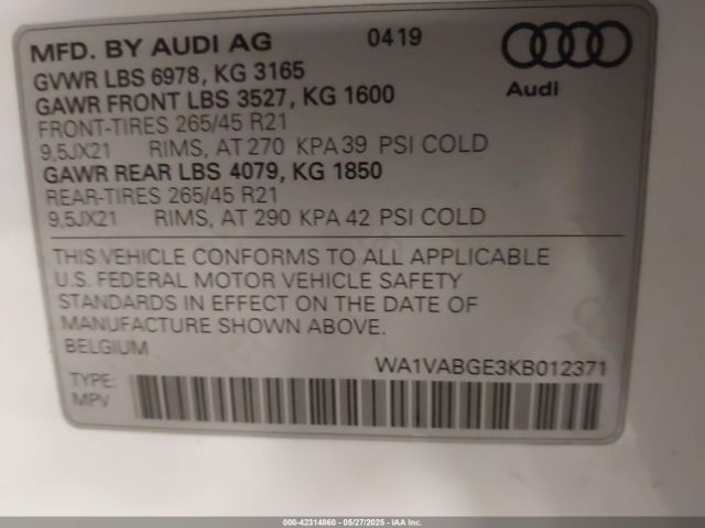 2019 AUDI E-TRON WA1VABGE3KB012371 Photo 8