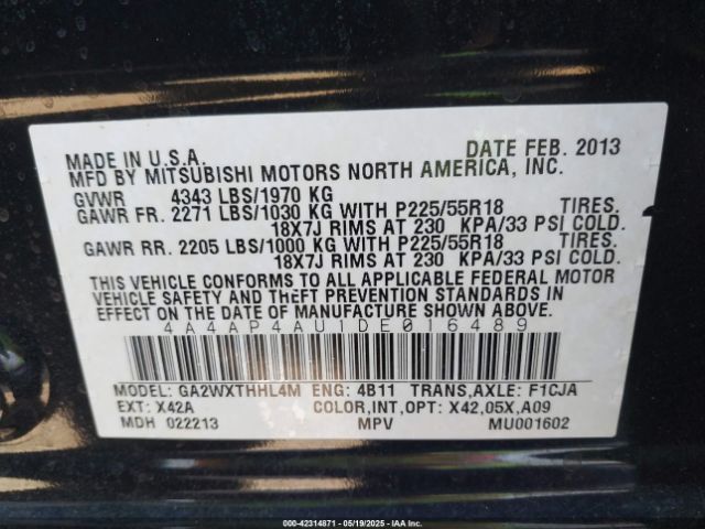 2013 MITSUBISHI OUTLANDER SPORT 4A4AP4AU1DE016489 Photo 8
