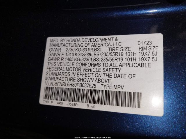 2023 HONDA ODYSSEY 5FNRL6H80PB037525 Photo 8
