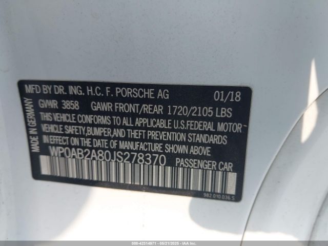 2018 PORSCHE 718 CAYMAN WP0AB2A80JS278370 Photo 8