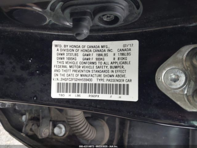 2HGFC2F52HH559400 Honda Civic Lx