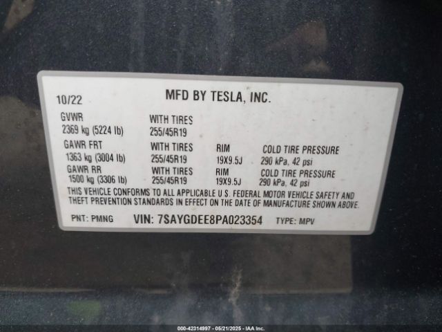 2023 TESLA MODEL Y 7SAYGDEE8PA023354 Photo 8