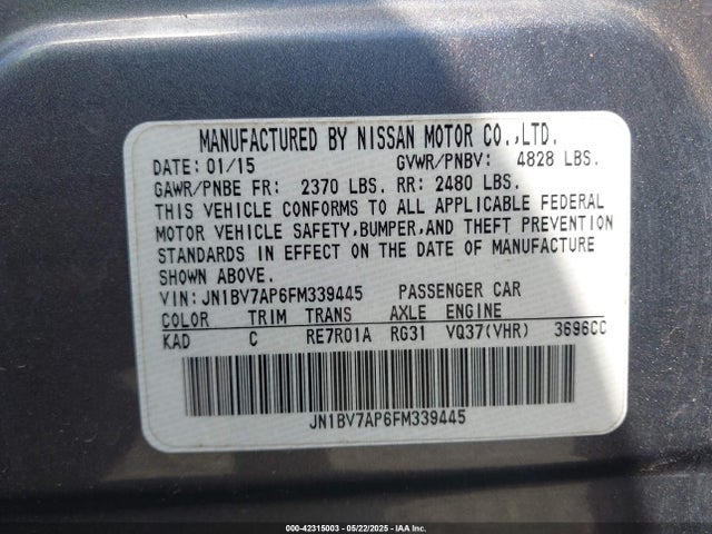 JN1BV7AP6FM339445 Infiniti Q50 Premium