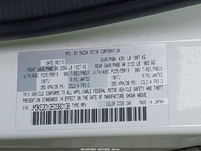 JM3KE2DY2E0380138 Mazda Cx-5 Grand Touring