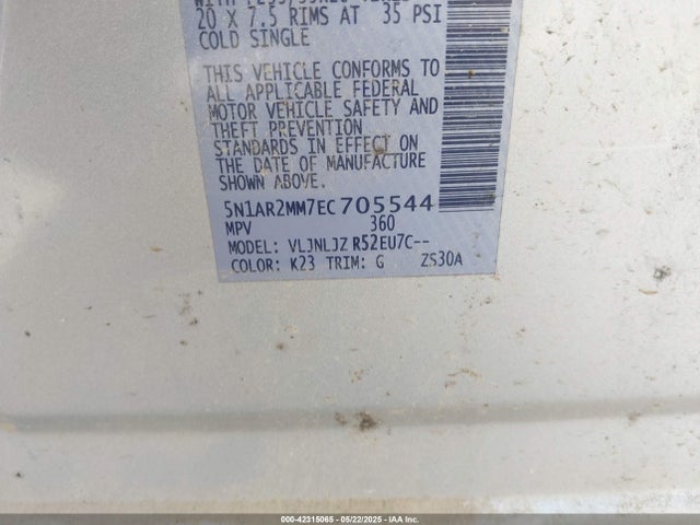 Nissan 2014 2014 5N1AR2MM7EC705544 Image 9