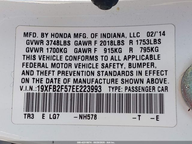 19XFB2F57EE223993 Honda Civic Lx