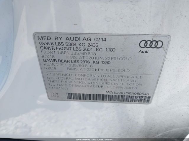 2014 AUDI Q5 WA1LFAFP5EA089548 Photo 8