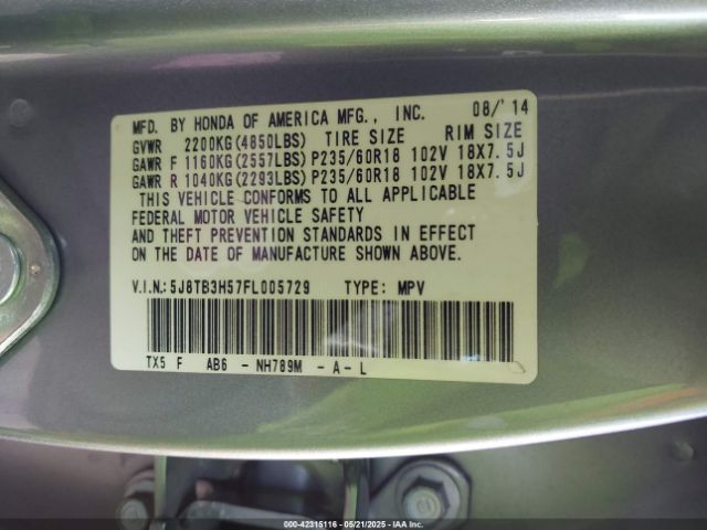 2015 ACURA RDX 5J8TB3H57FL005729 Photo 8