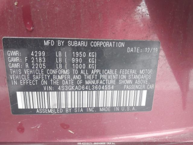 4S3GKAD64L3604554 Subaru Impreza Premium
