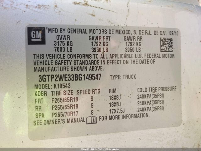 2011 GMC SIERRA 1500 3GTP2WE33BG149547 Photo 8