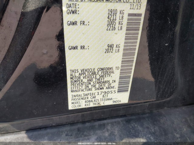 Nissan Altima 2.5 S 2014 1N4AL3AP1EC179055 Image 9